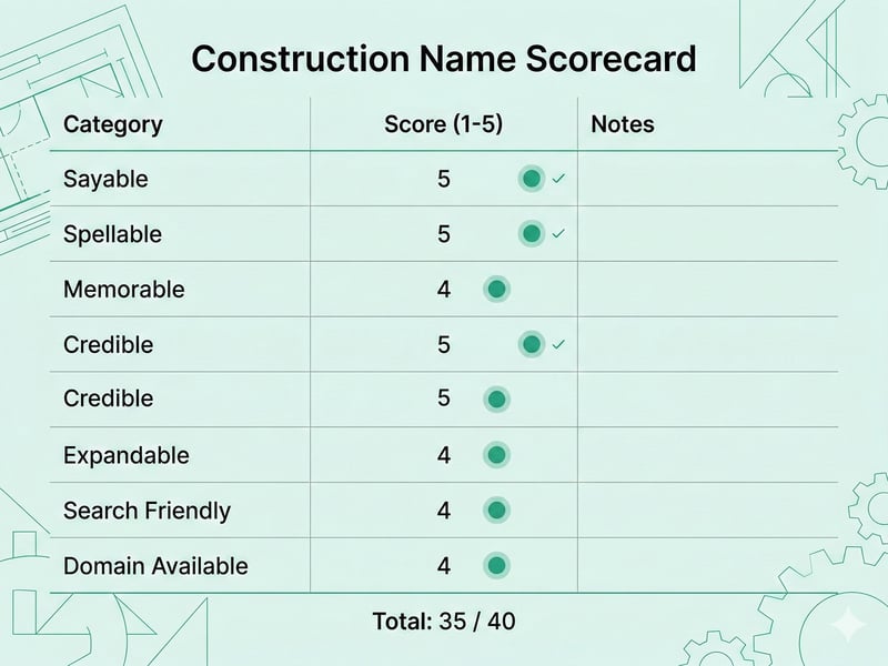  Name scoring rubric 