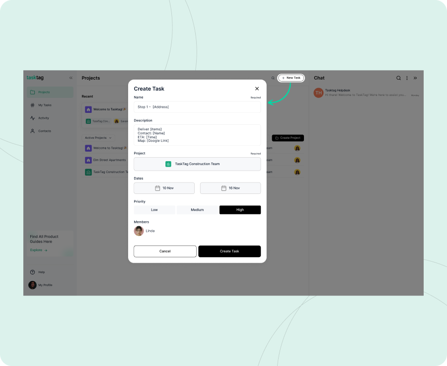 Build a Task Template for Each Stop